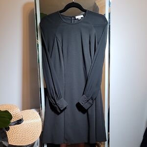 Calvin Klein Black A-Line Dress with Illusion Sleeves (Sheer)